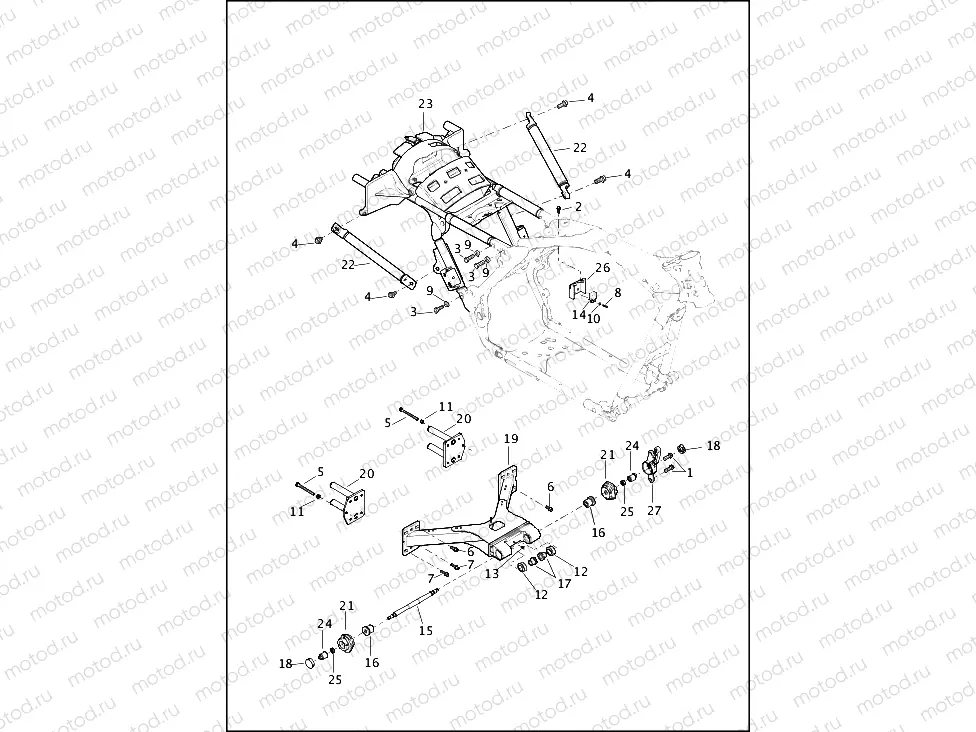 FRAME, INTERMEDIATE & FORK, REAR