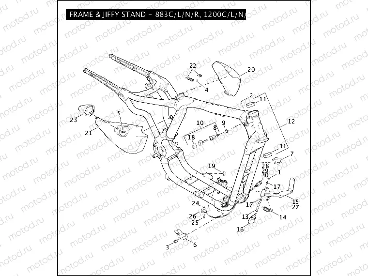 FRAME & JIFFY STAND - 883C/L/N/R, 1200C/L/N/X