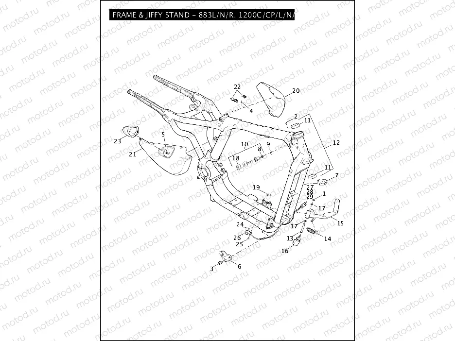 FRAME & JIFFY STAND - 883L/N/R, 1200C/CP/L/N/X