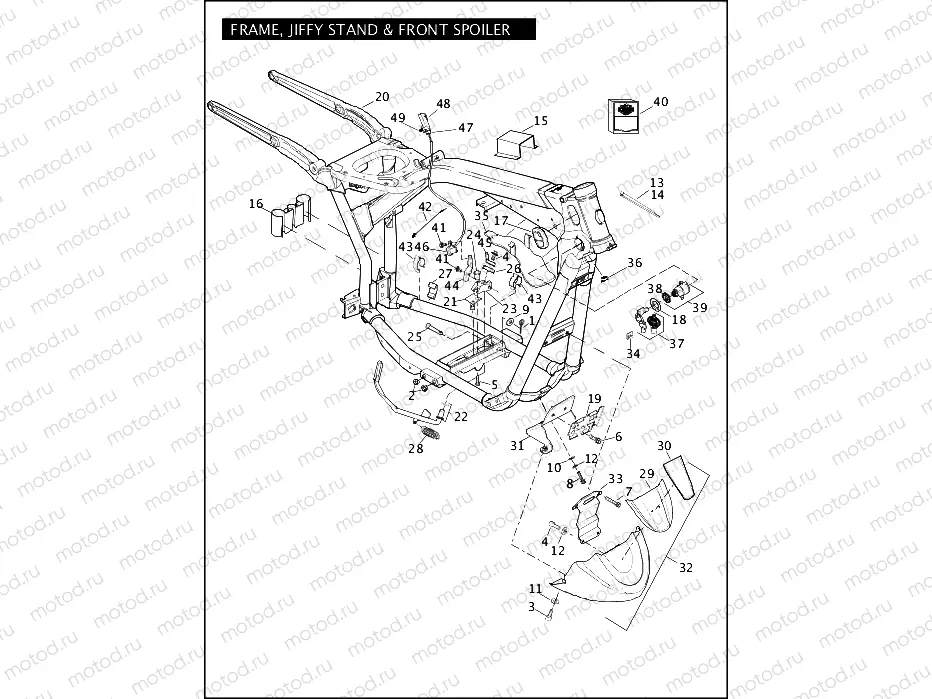 FRAME, JIFFY STAND & FRONT SPOILER (2 OF 2)