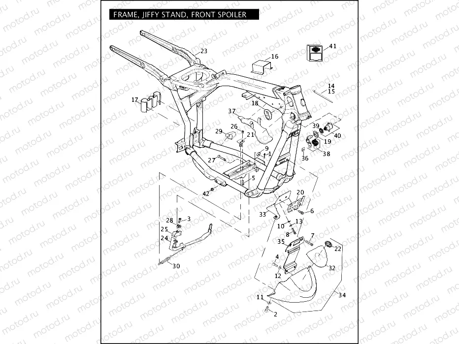 FRAME, JIFFY STAND, FRONT SPOILER