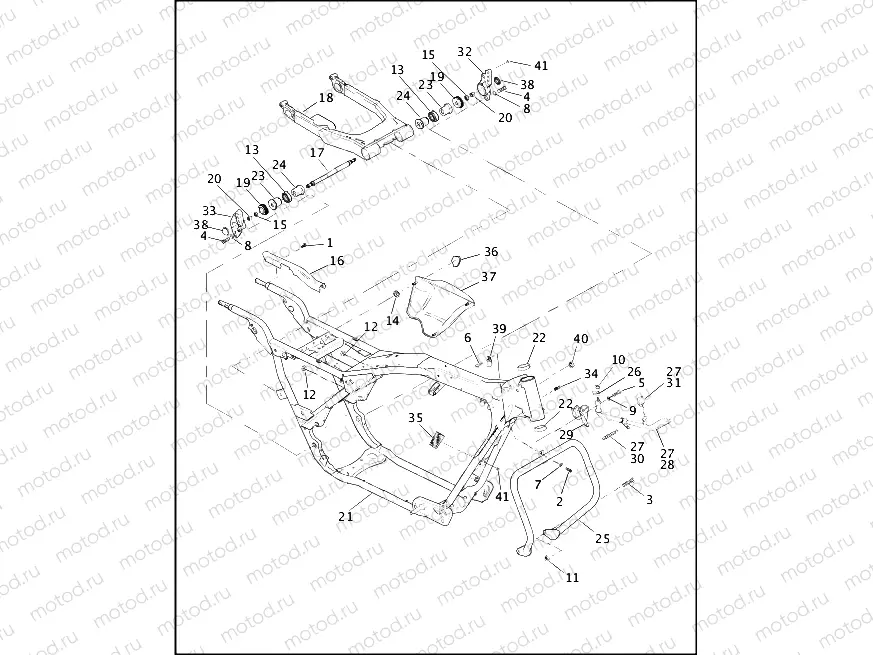 FRAME, REAR FORK & JIFFY STAND (1 OF 2)
