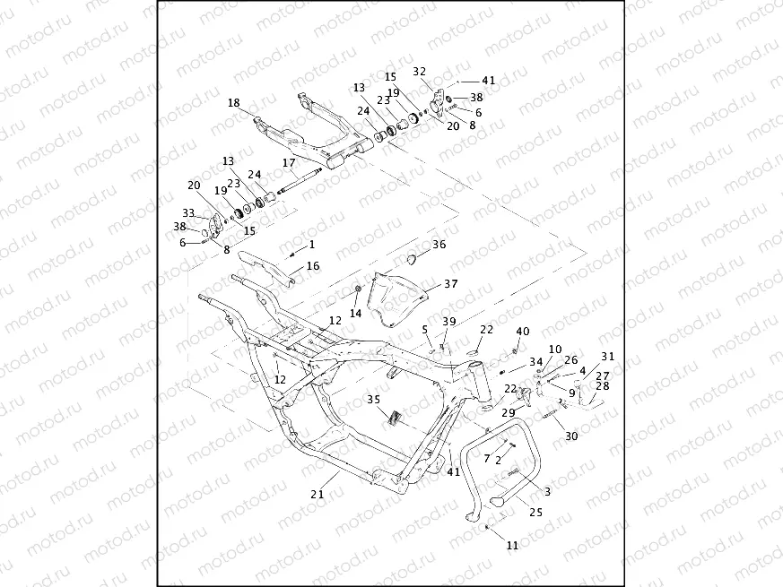 FRAME, REAR FORK & JIFFY STAND (1 OF 2)