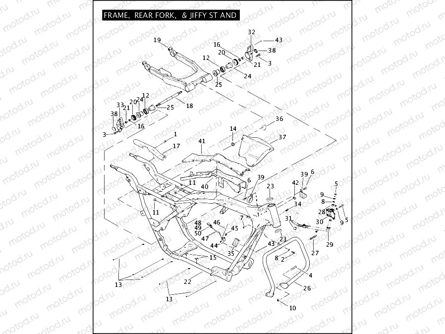 FRAME, REAR FORK, & JIFFY STAND (1 OF 2)