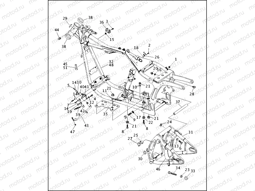 FRAME, REAR FORK & JIFFY STAND (2 OF 2)