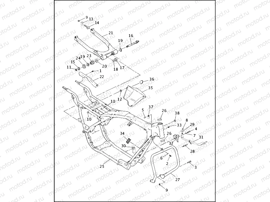 FRAME, REAR FORK & JIFFY STAND (2 OF 2)