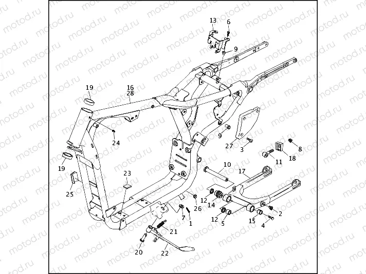 FRAME, REAR FORK & JIFFY STAND