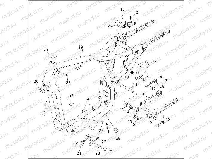 FRAME, REAR FORK & JIFFY STAND