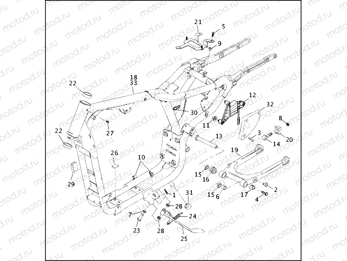 FRAME, REAR FORK & JIFFY STAND