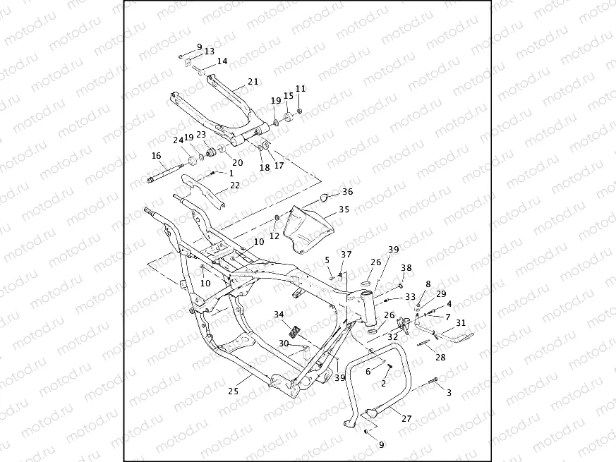 FRAME, REAR FORK & JIFFY STAND