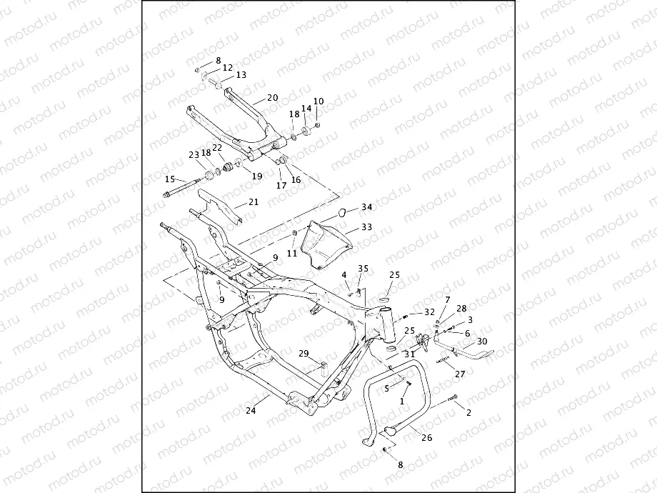FRAME, REAR FORK & JIFFY STAND