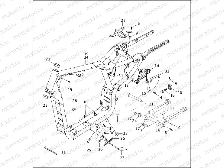 FRAME, REAR FORK, & JIFFY STAND