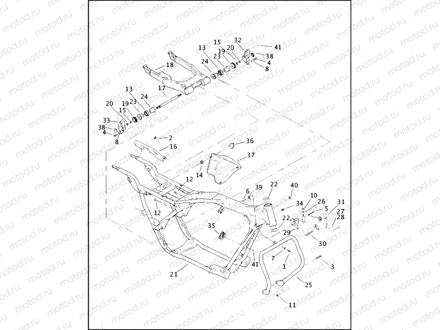 FRAME, REAR FORK & JIFFY STAND