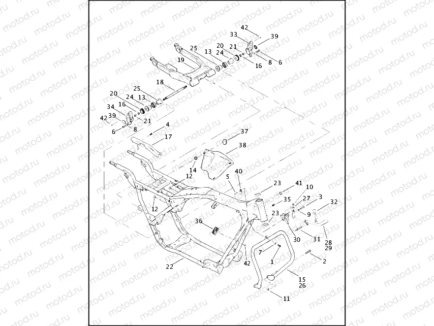 FRAME, REAR FORK & JIFFY STAND