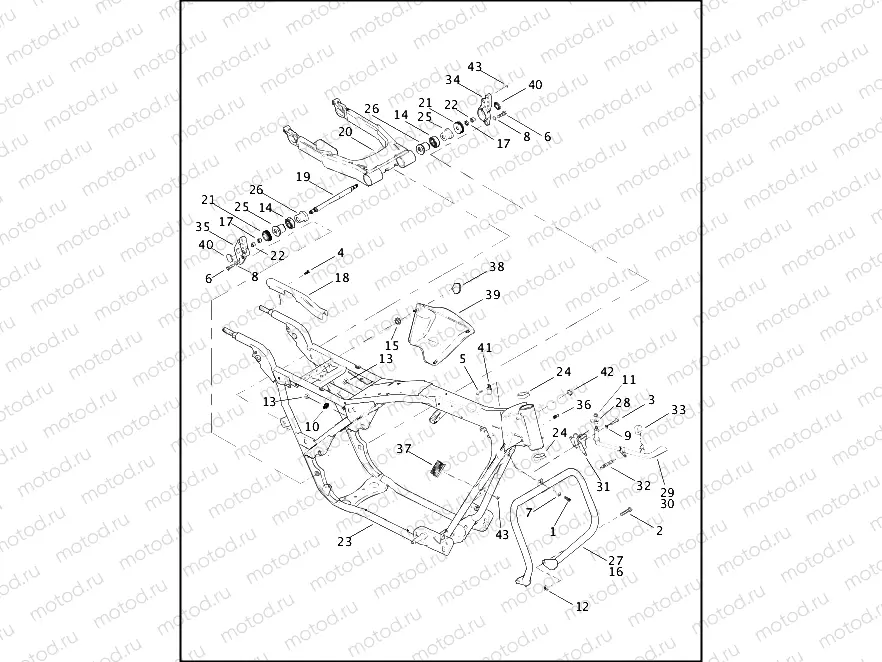 FRAME, REAR FORK & JIFFY STAND