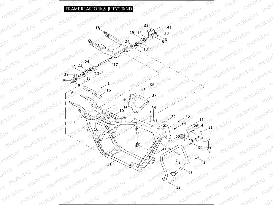 FRAME, REAR FORK, & JIFFY STAND