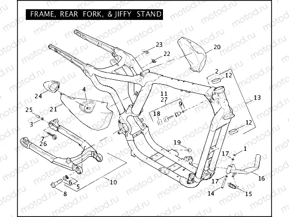 FRAME, REAR FORK, & JIFFY STAND