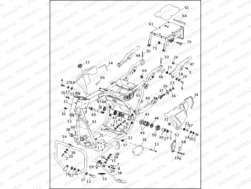 FRAME, REAR FORK & JIFFY STAND - FLHTP (2 OF 2)