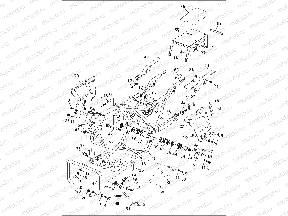 FRAME, REAR FORK & JIFFY STAND - FLHTP (2 OF 2)