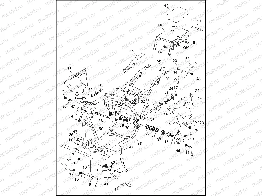 FRAME, REAR FORK & JIFFY STAND - FLHTP (2 OF 2)