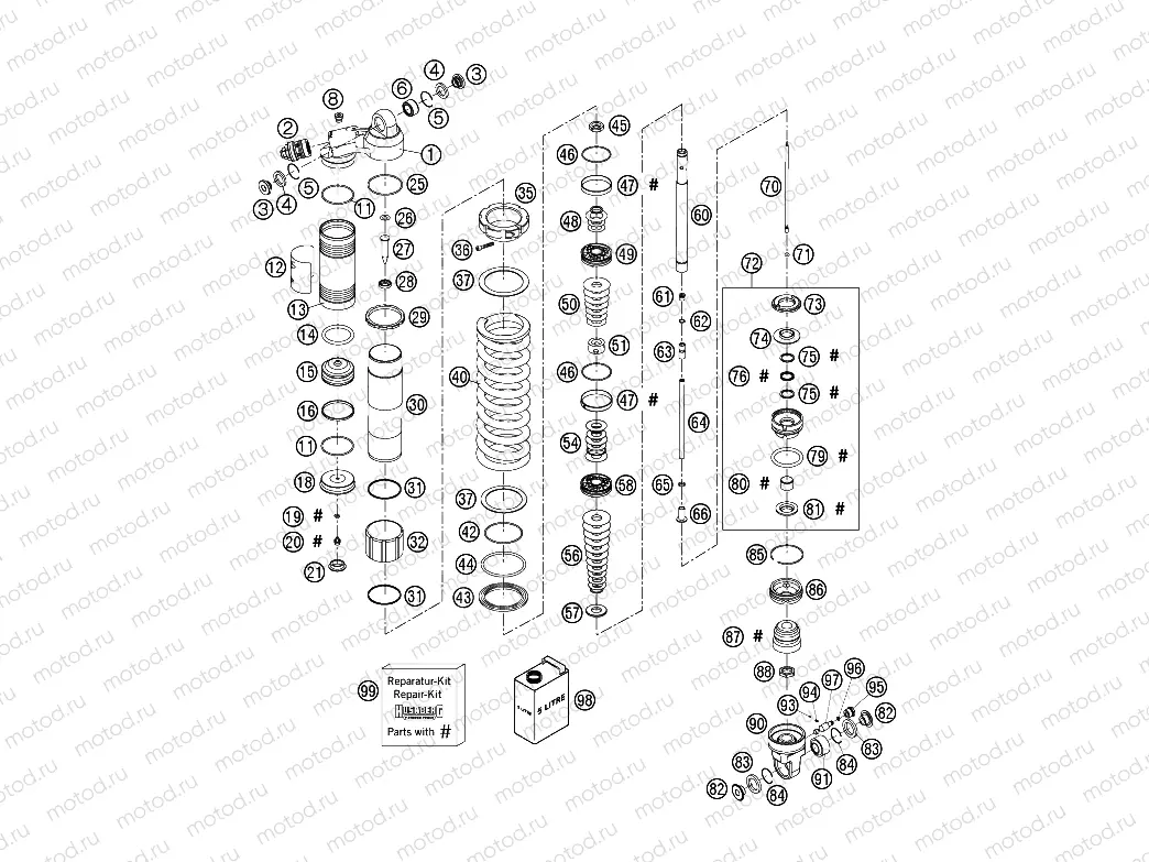 FRAME - SHOCK ABSORBER DISASSEMBLED