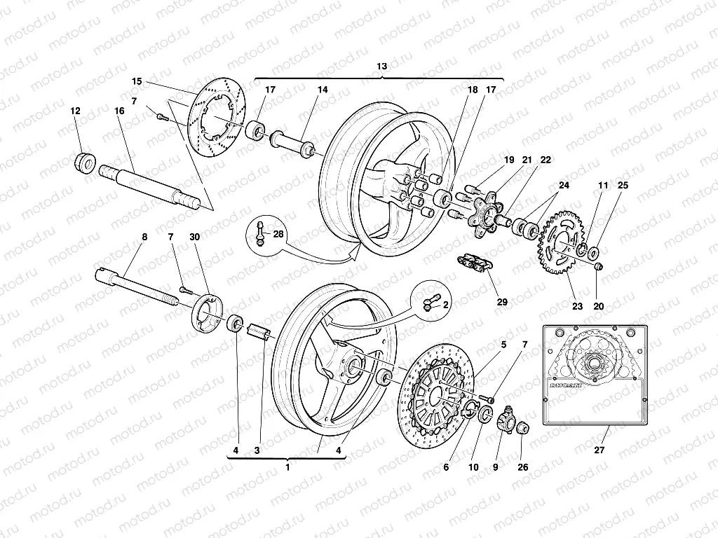 FRONT AND REAR WHEELS