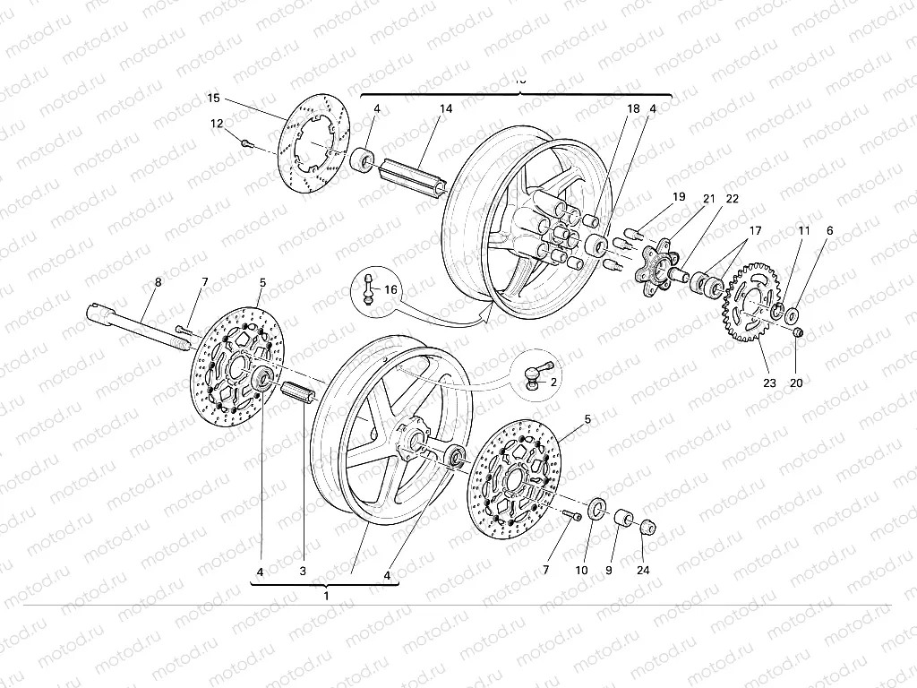 FRONT AND REAR WHEELS