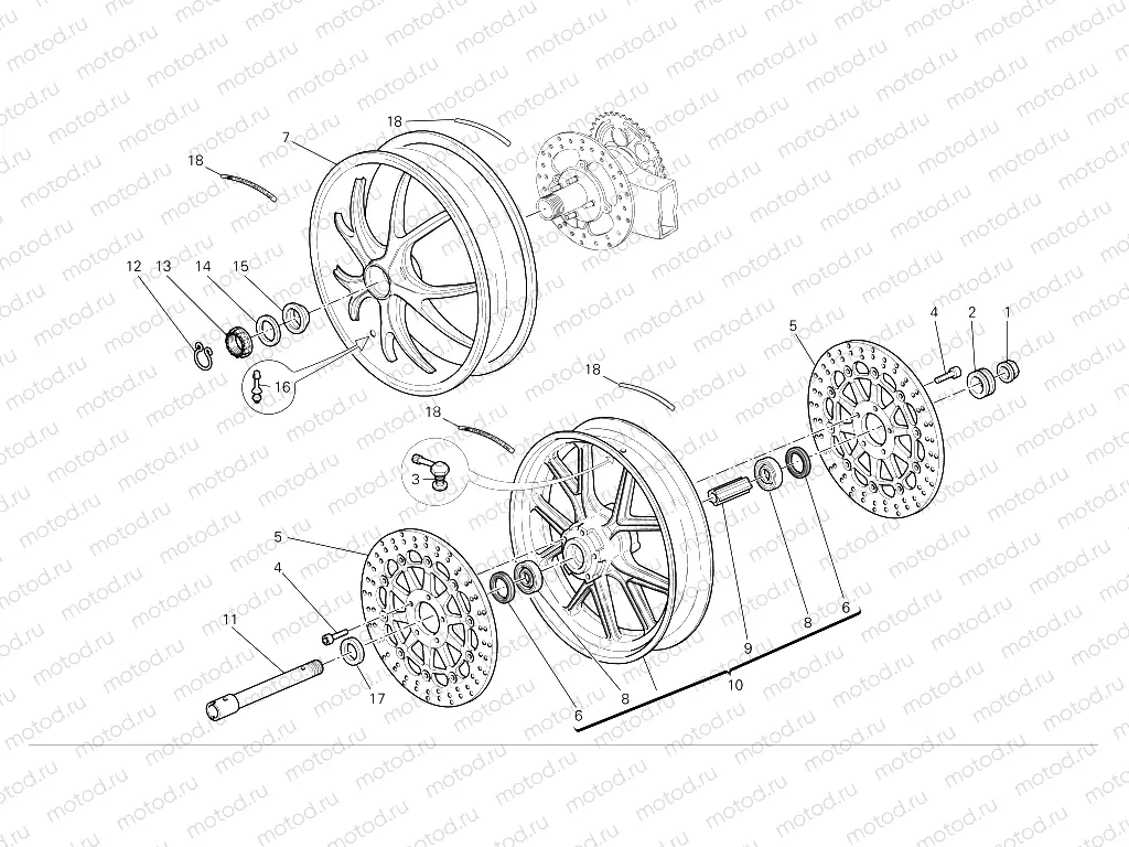 Front and rear wheels