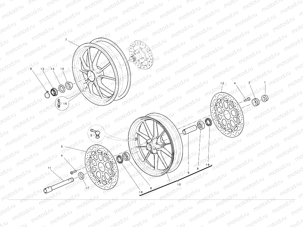 Front and rear wheels