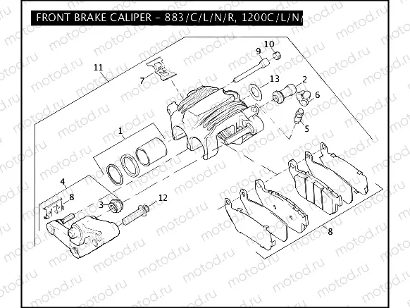 FRONT BRAKE CALIPER - 883/C/L/N/R, 1200C/L/N/R