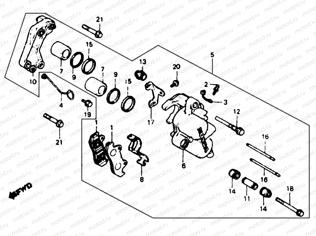 Front brake caliper (Area CM)