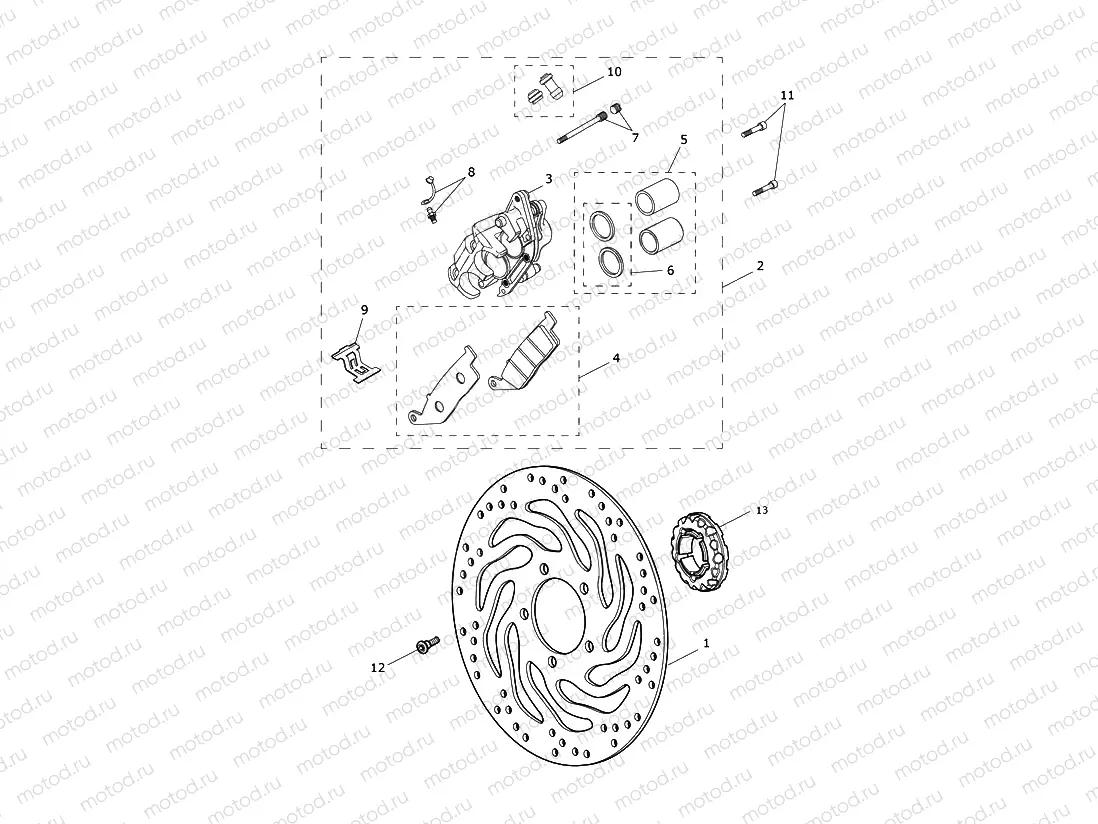 Front Brake Caliper & Disc 914447