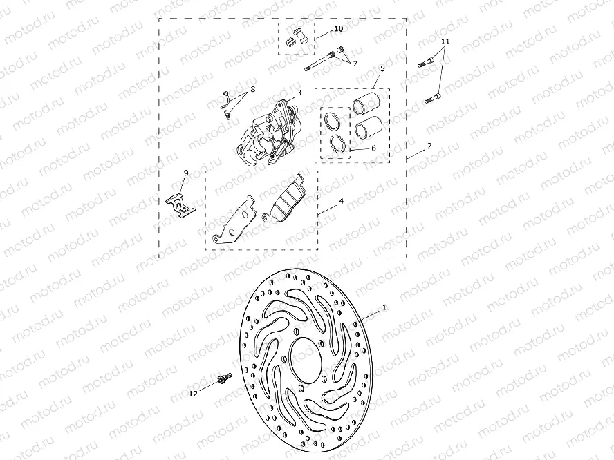 Front Brake Caliper & Disc > 914972 - All Expt BR & IN, > 917474 - BR & IN Only
