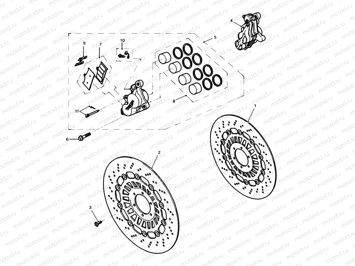 Front Brake Caliper & Discs