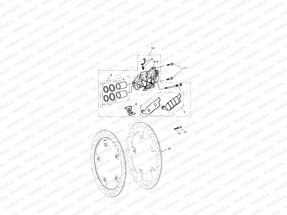 Front Brake Caliper & Discs