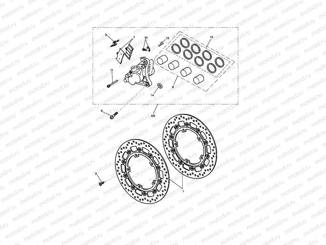 Front Brake Caliper & Discs