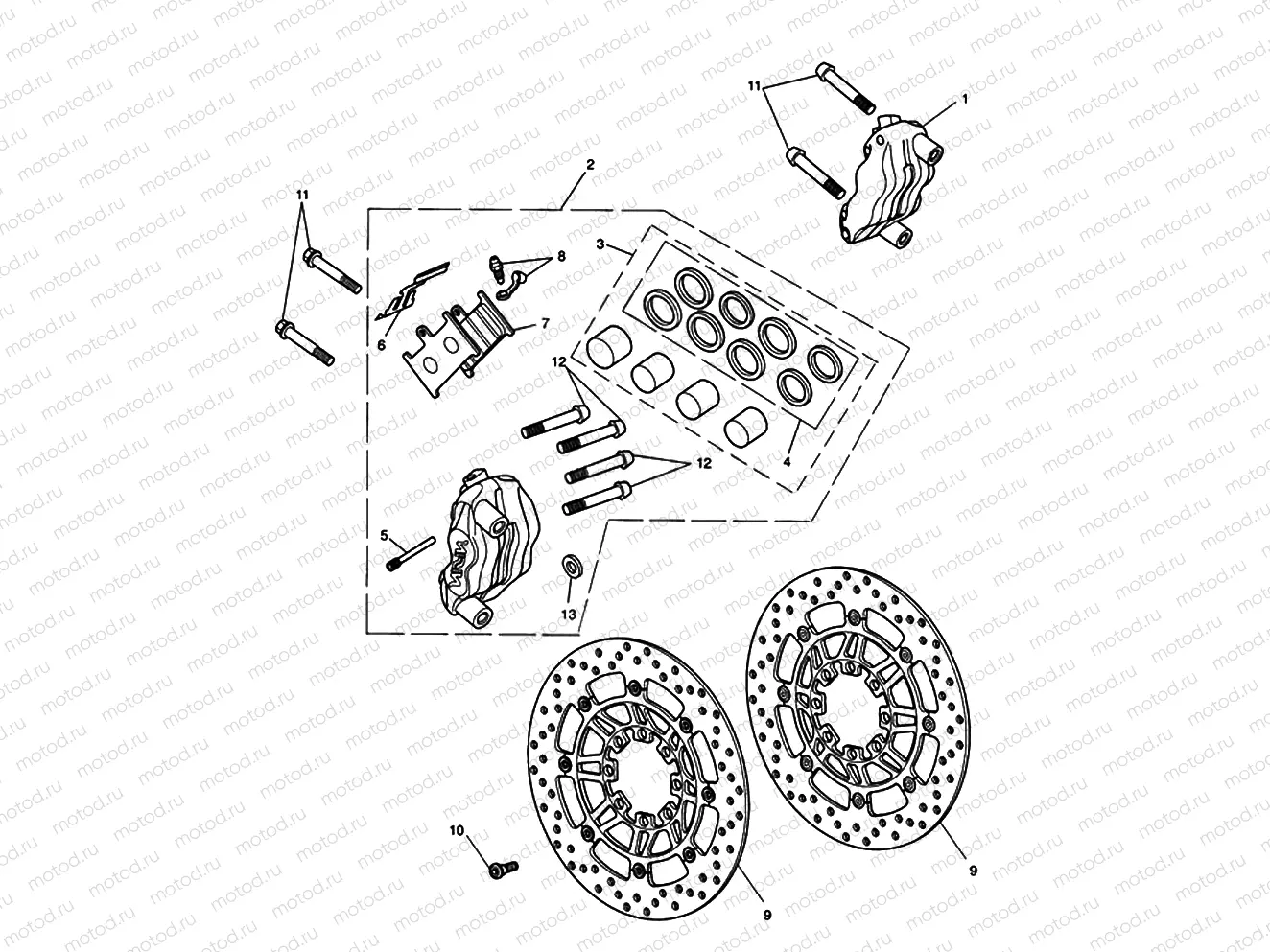 Front Brake Caliper & Discs