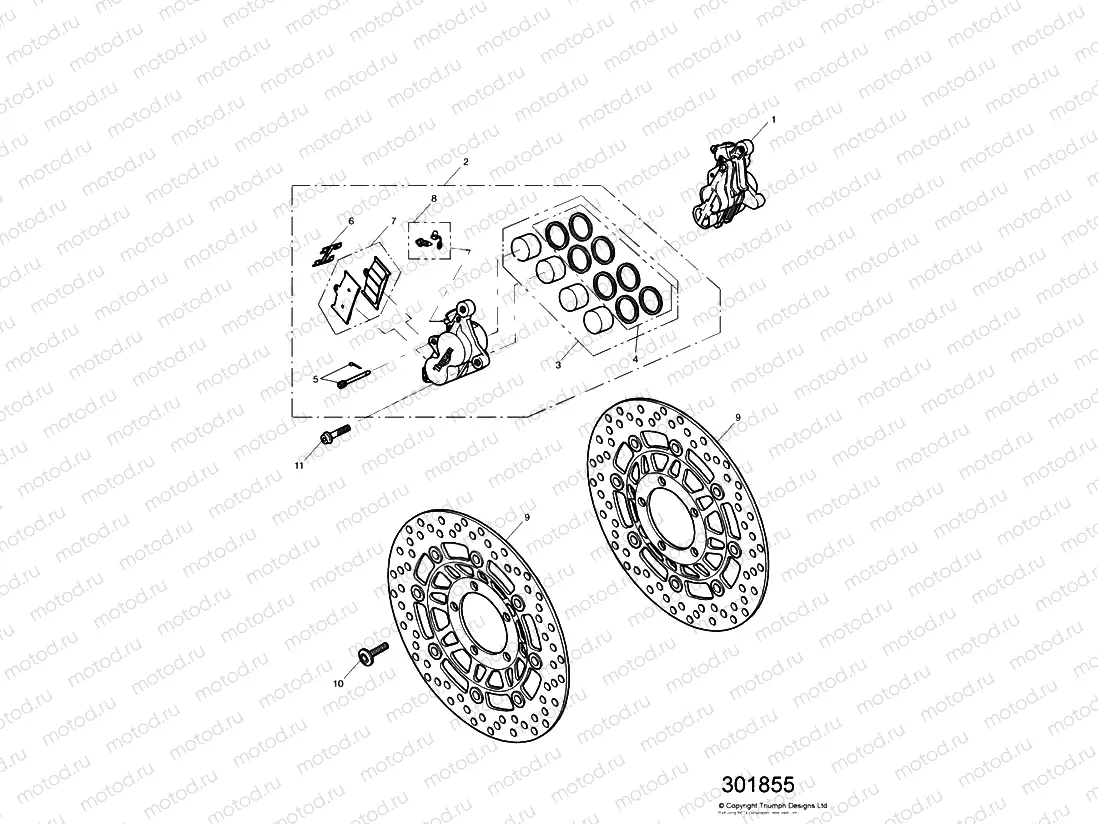 Front Brake Caliper & Discs
