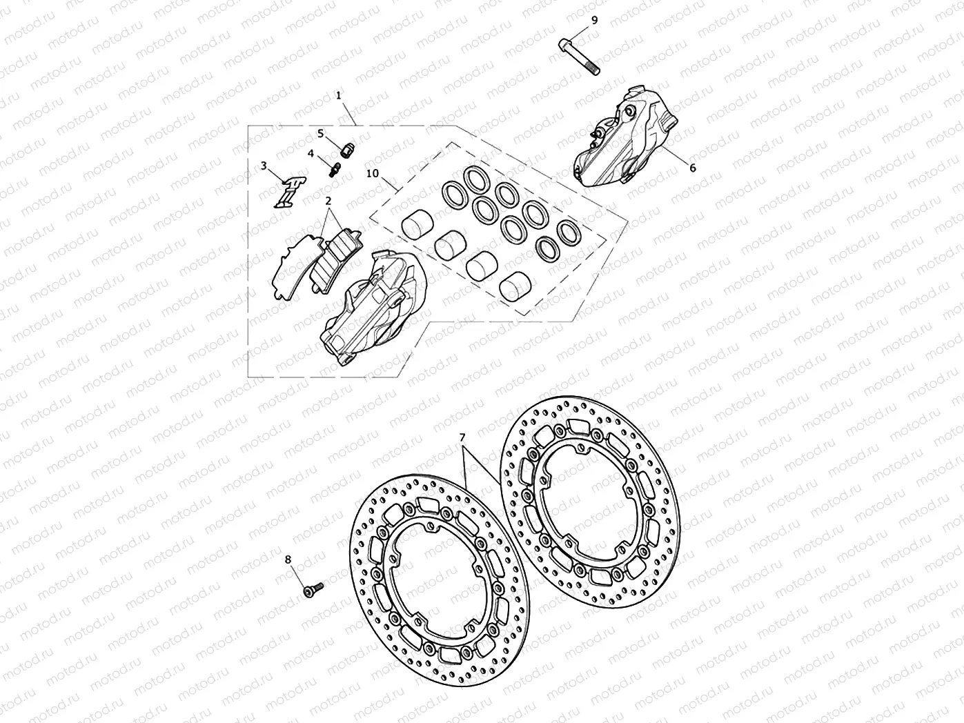 Front Brake Caliper & Discs