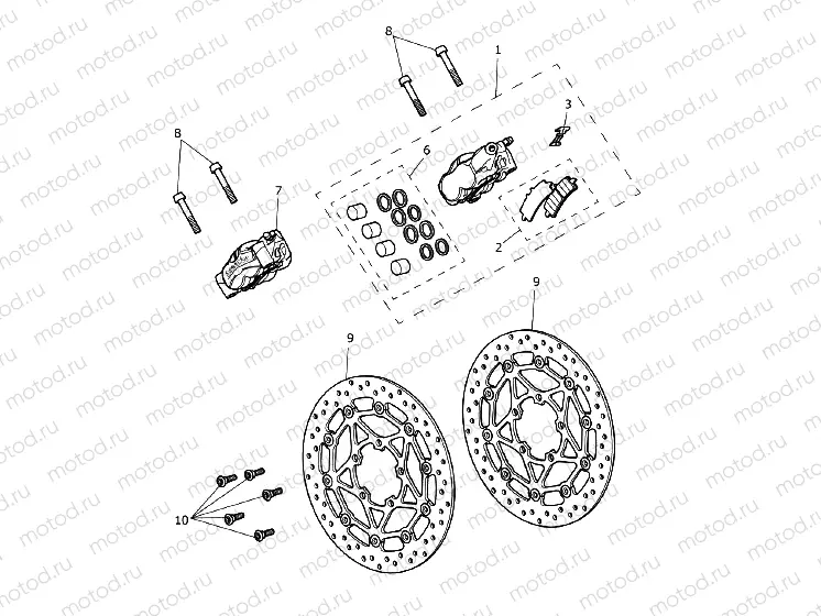 Front Brake Caliper & Discs