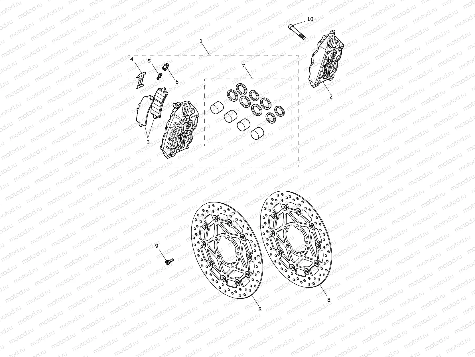 Front Brake Caliper & Discs