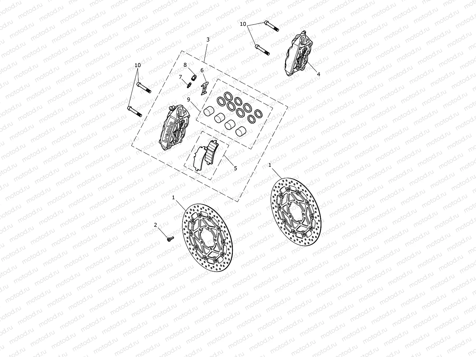 Front Brake Caliper & Discs