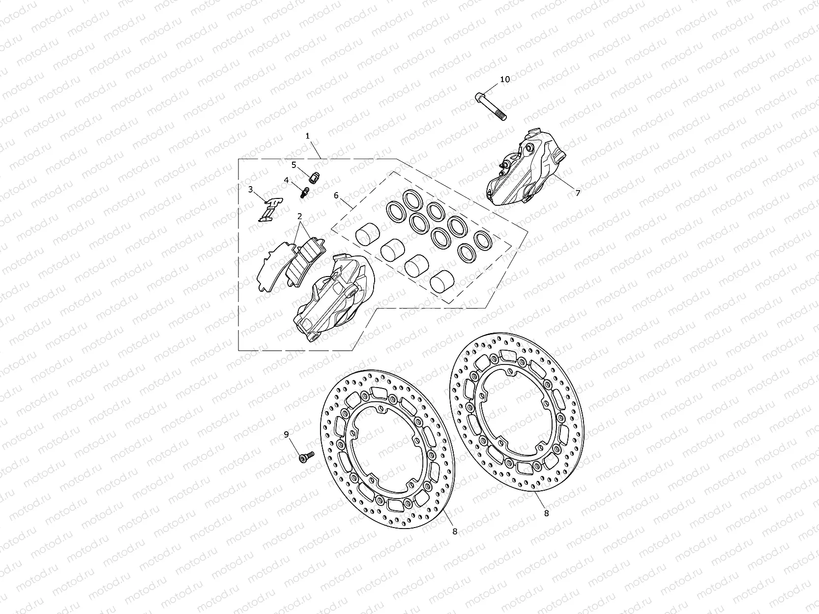 Front Brake Caliper & Discs
