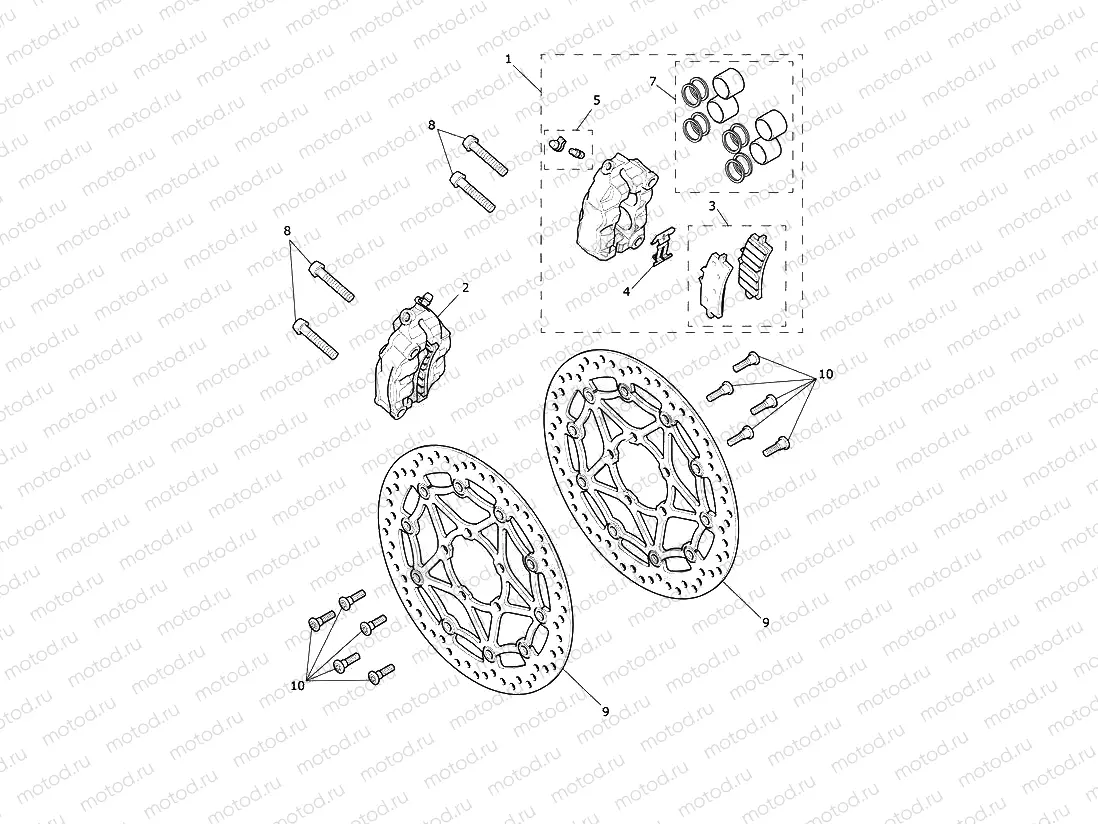 Front Brake Caliper & Discs