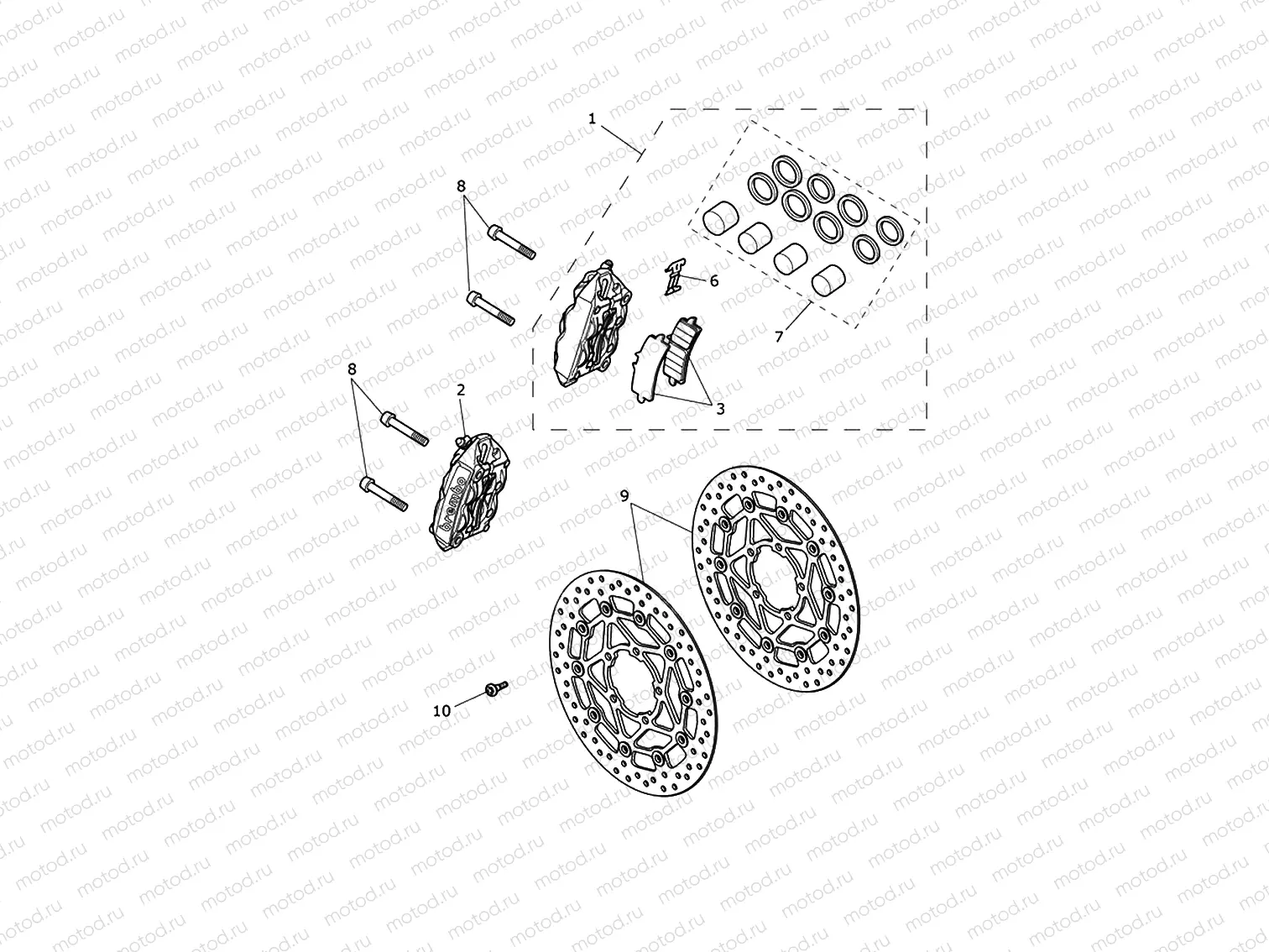 Front Brake Caliper & Discs