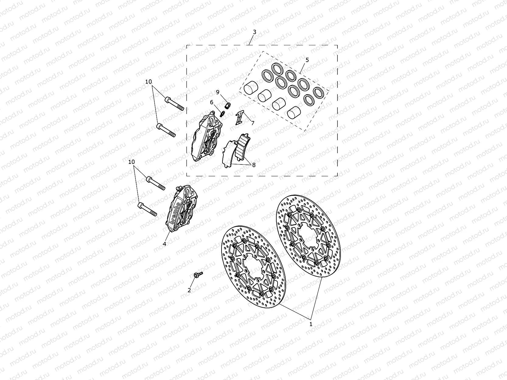 Front Brake Caliper & Discs