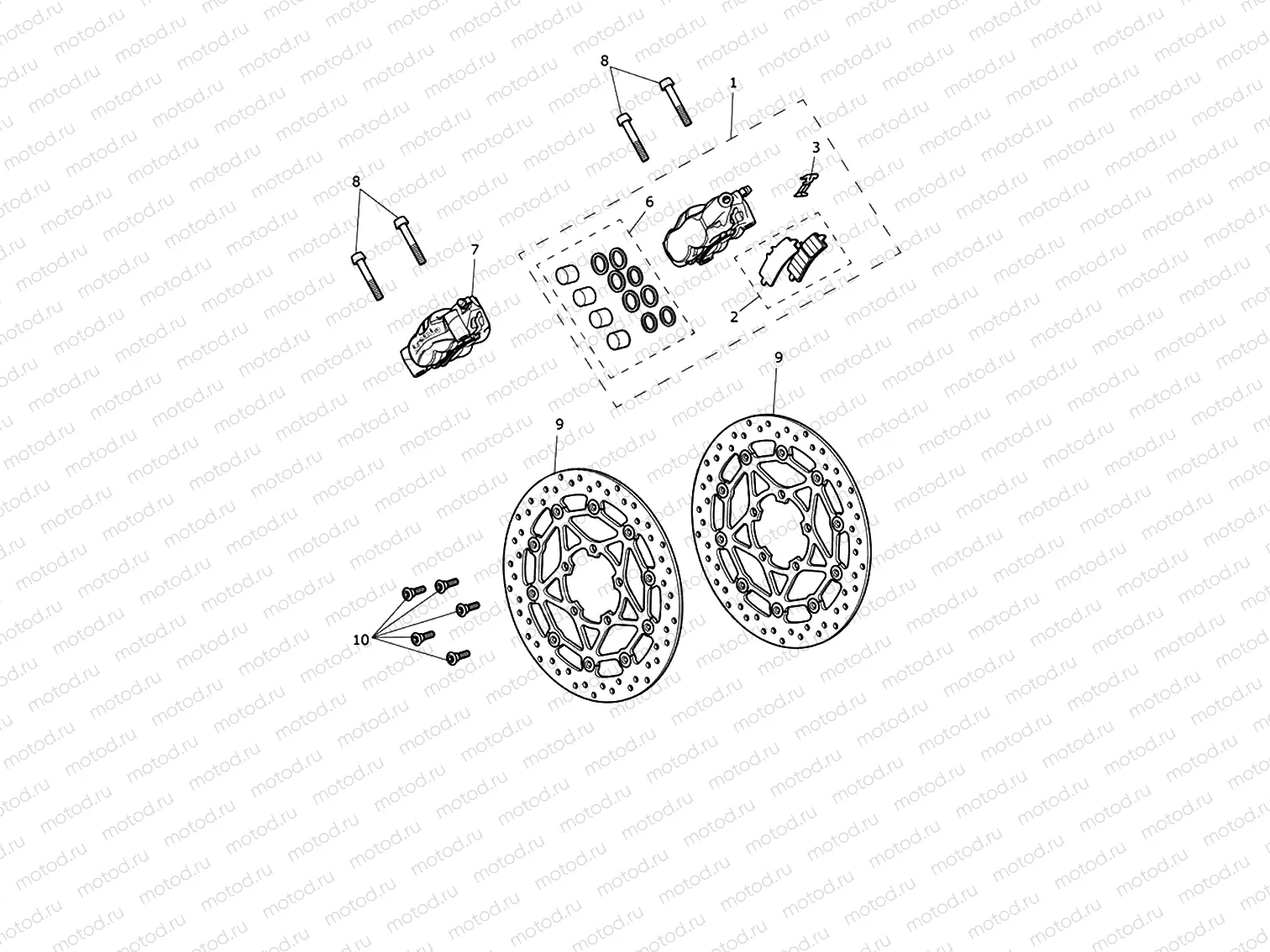 Front Brake Caliper & Discs