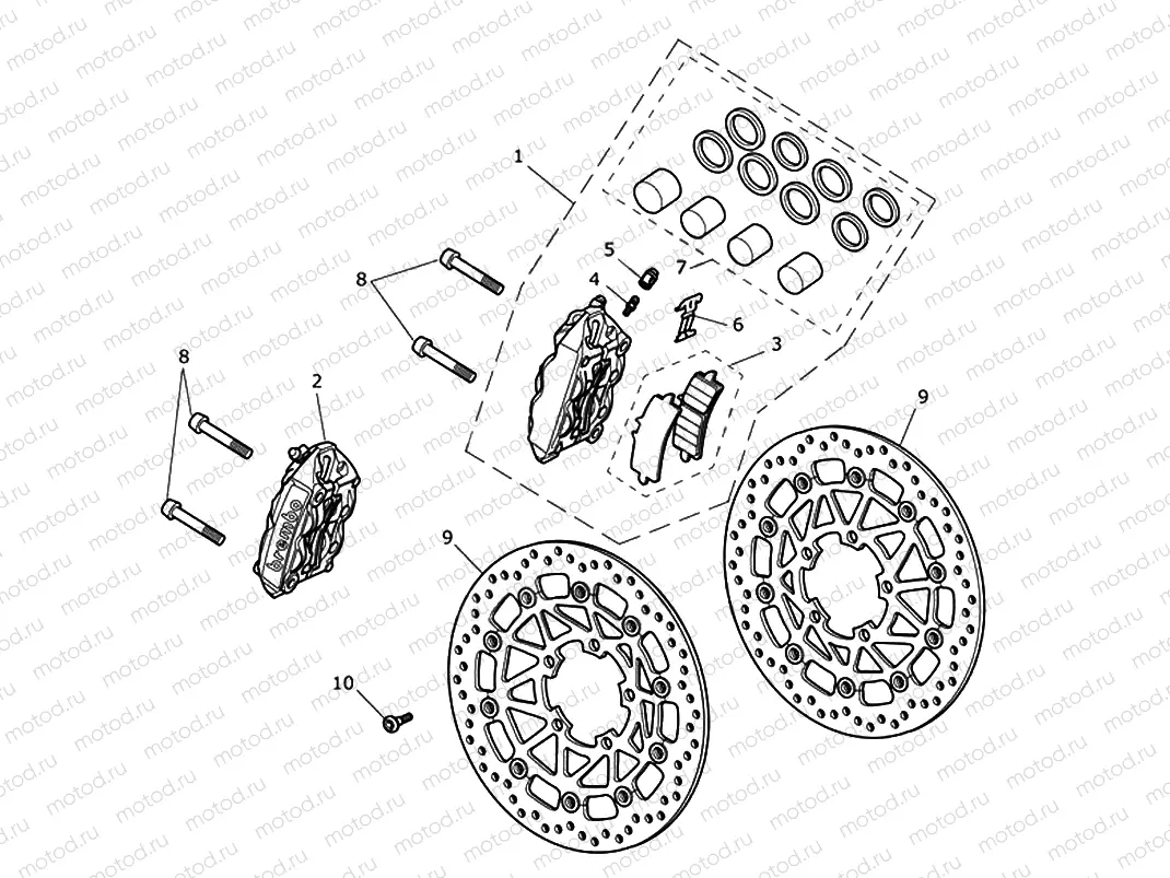 Front Brake Caliper & Discs - Da