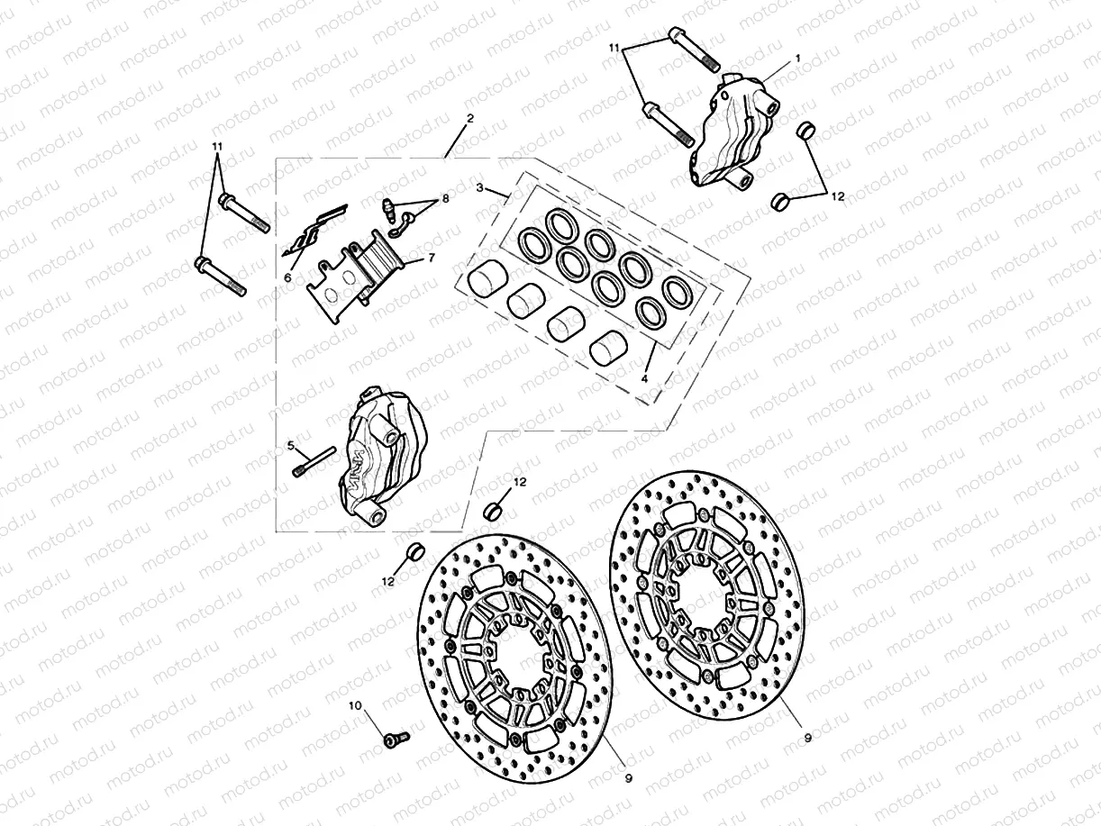 Front Brake Caliper & Discs - Ex