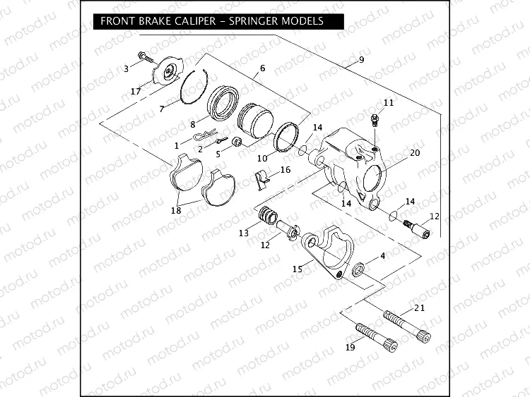 FRONT BRAKE CALIPER - SPRINGER MODELS